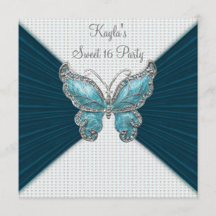 Invitation Fête d'anniversaire bleue turquoise de sweet