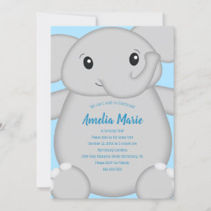 Invitation Fête d'anniversaire Blue Elephant