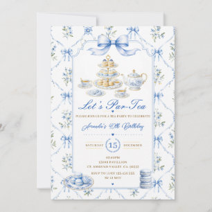 Invitation Fête d'anniversaire Blue Let's Par-tea Chinoiserie