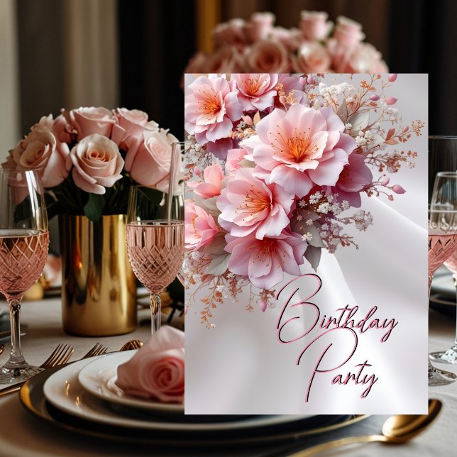 Invitation Fête d'anniversaire Blush Rose Fleurs de Lilas Soi (Créateur téléchargé)