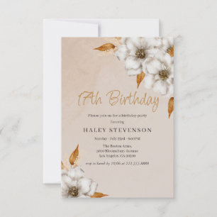 Invitation Fête d'anniversaire Bohème Chic Floral Élégant d'A