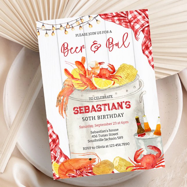 Invitation Fête d'anniversaire Boil de fruits de mer Crawfish (Créateur téléchargé)