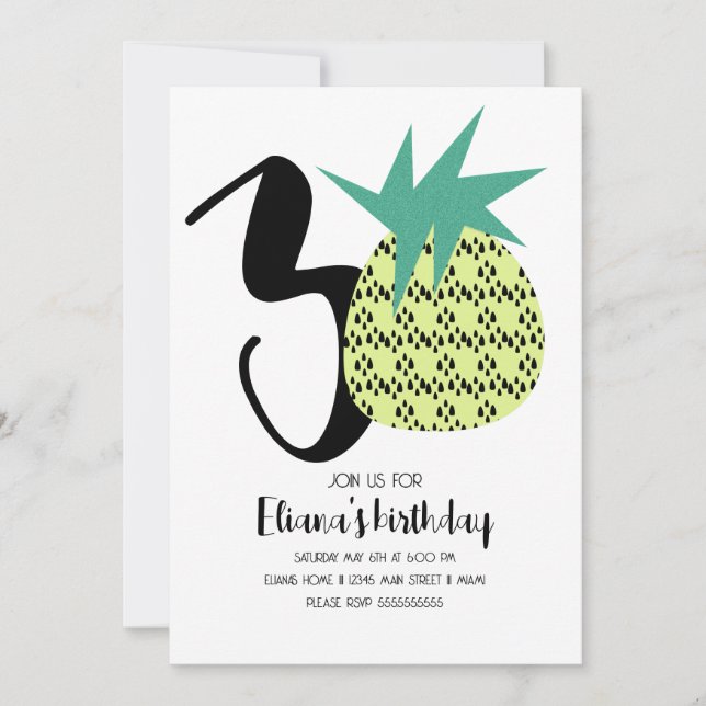 Invitation Fête d'anniversaire Bold Aloha Hawaii Luau 30 ans (Devant)