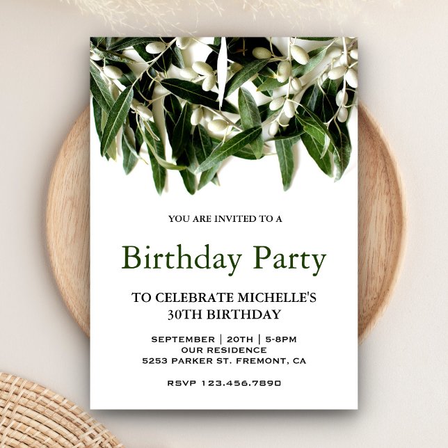 Invitation Fête d'anniversaire botanique aux feuilles de rame (Créateur téléchargé)