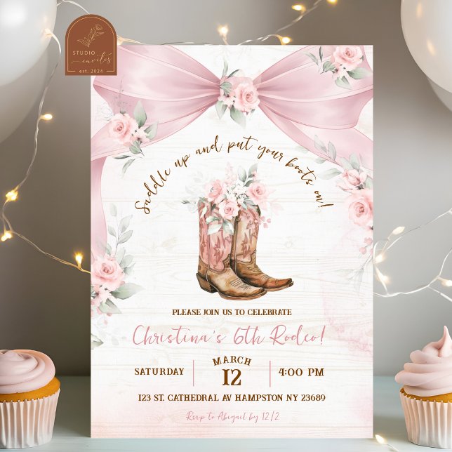 Invitation Fête d'anniversaire Bottes et Rubans Coquette à Ru (Créateur téléchargé)