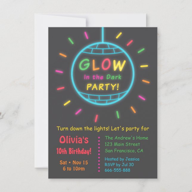 Invitation Fête d'anniversaire boule disco qui brille dans le (Devant)