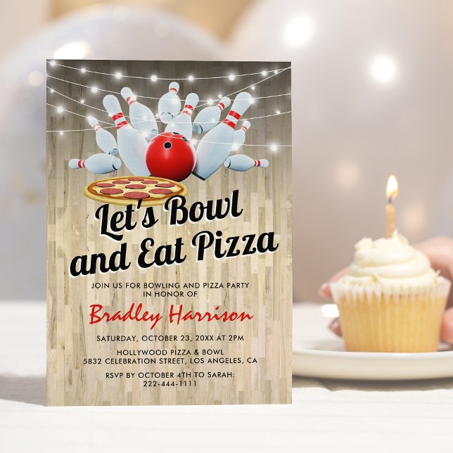 Invitation Fête d'anniversaire Bowling et Pizza (Créateur téléchargé)