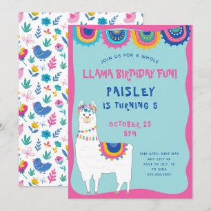 Invitation Fête d'anniversaire branchée de Llama