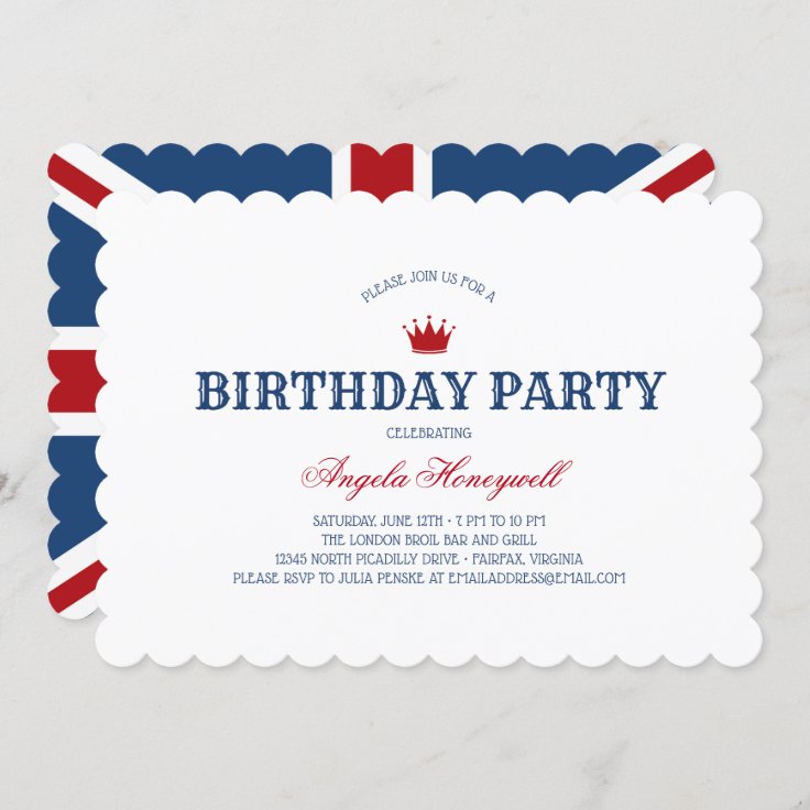 Invitation Fete D Anniversaire Britannique De Drapeau Zazzle Fr