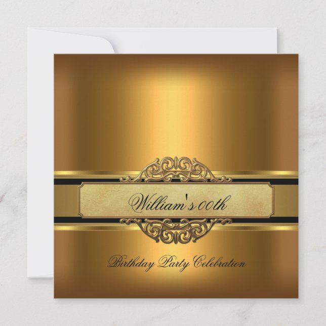 Invitation Fête d'anniversaire Bronze Or Homme (Devant)