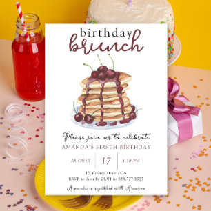 Invitation Fête d'anniversaire Brunch Crêpe Aquarelle pour un