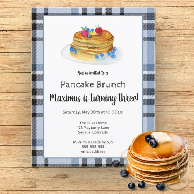 Invitation Fête d'anniversaire brunch crêpes à l'aquarelle (Créateur téléchargé)
