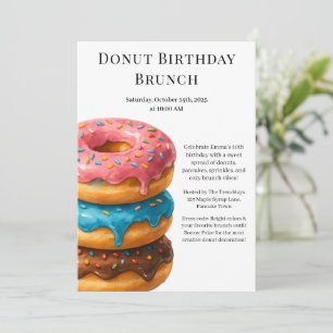 Invitation Fête d'anniversaire Brunch Crêpes & Donuts