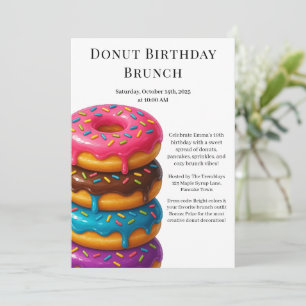 Invitation Fête d'anniversaire Brunch Crêpes & Donuts