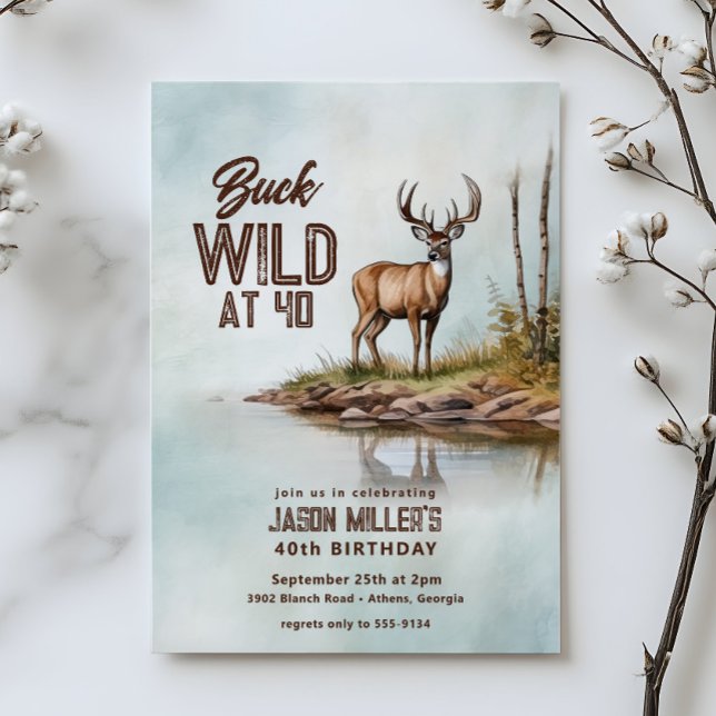 Invitation Fête d'anniversaire Buck Wild pour la 40e année de (Créateur téléchargé)