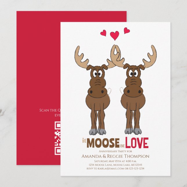 Invitation Fête d'anniversaire Ça doit être l'amour Mignon Ca (Devant / Derrière)