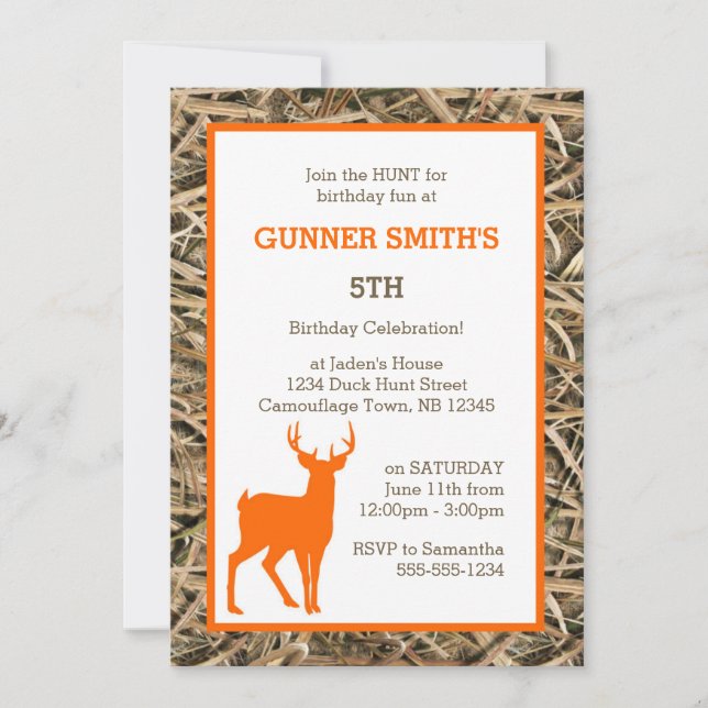 Invitation Fête d'anniversaire Camouflage de canard / Camo Bu (Devant)
