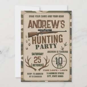 Invitation Fête d'anniversaire Camouflage de chasse personnal