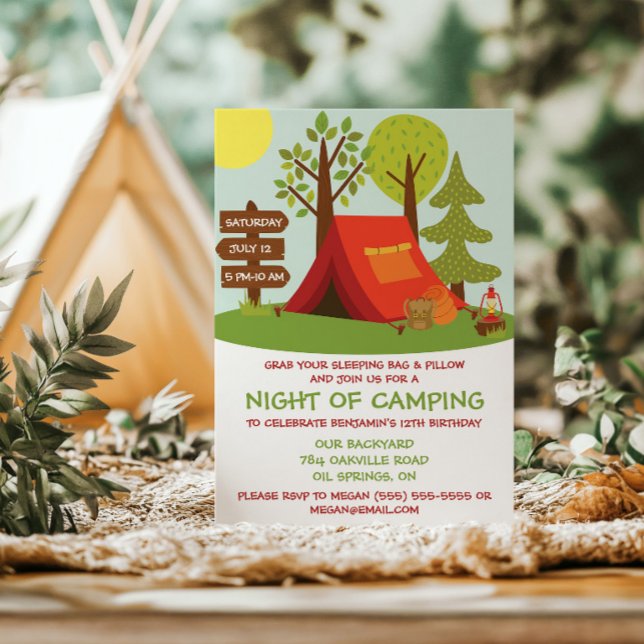 Invitation Fête d'anniversaire Camping en plein air (Créateur téléchargé)