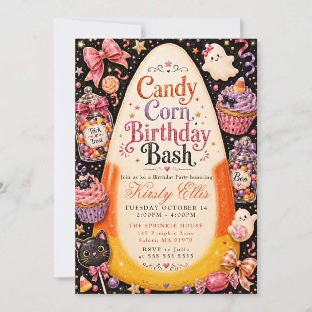 Invitation Fête d'anniversaire Candy Corn (Devant)