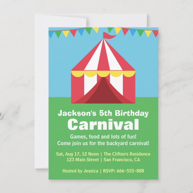 Invitation Fête d'anniversaire Carnaval de jardin coloré (Devant)