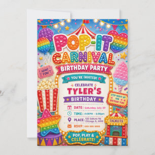 Invitation Fête d'anniversaire Carnaval Pop-It