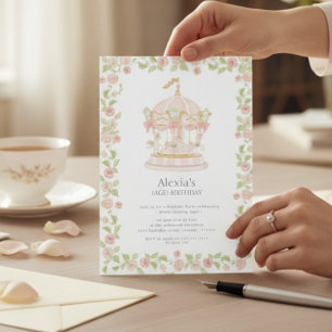 Invitation Fête d'anniversaire Carrousel du Jardin de Roses P