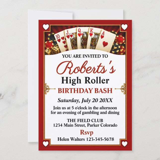Invitation Fête d'anniversaire Casino Night (Devant)