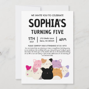Invitation Fête d'anniversaire Cat Squishmallow