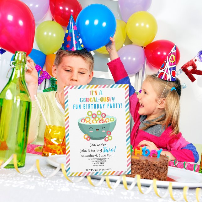 Invitation Fête d'anniversaire céréales-ement amusante  (Créateur téléchargé)