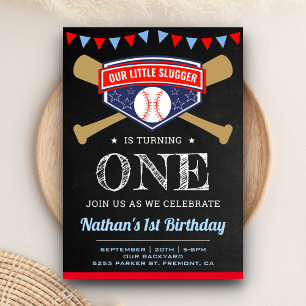 Invitation Fête d'anniversaire Chalkboard Sports Baseball 1èr