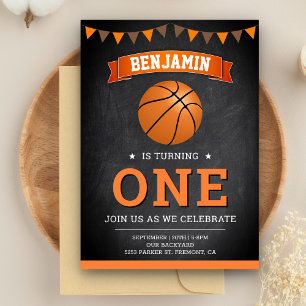 Invitation Fête d'anniversaire Chalkboard Sports Basketball 1