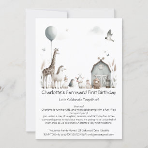 Invitation Fête d'anniversaire champêtre pour une première an