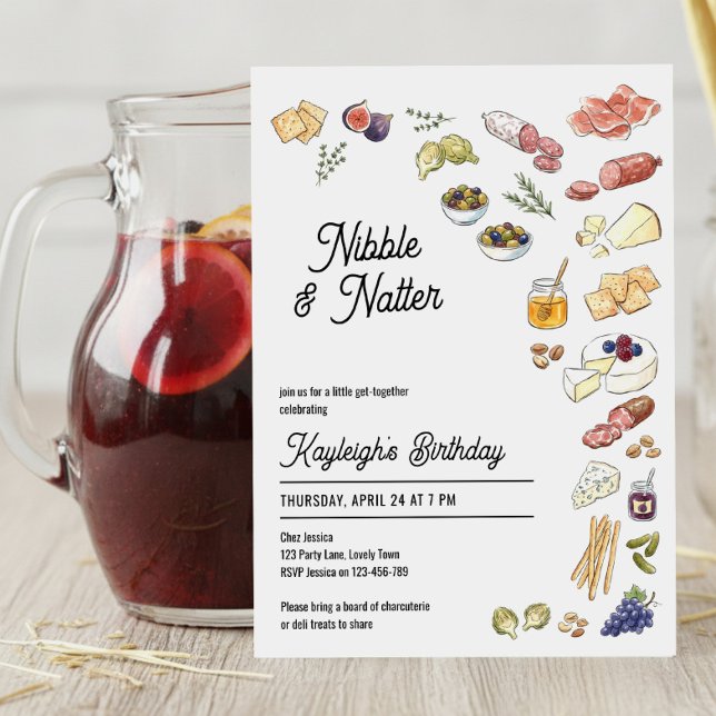 Invitation Fête d'anniversaire Charcuterie Nibble and Natter (Charcuterie social event invitation by Darling & May)