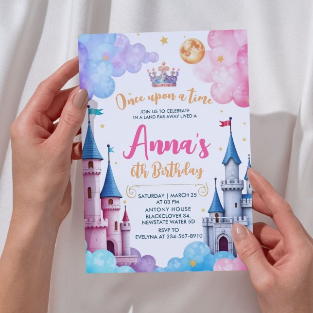 Invitation Fête d'anniversaire Château Princesse (Princess Castle Birthday Party Invitation)