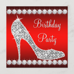 Invitation Fête d'anniversaire chaussure à talon haut rouge d