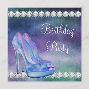 Invitation Fête d'anniversaire chaussure à talon haut violet 