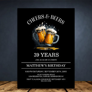 Invitation Fête d'anniversaire Cheers and Beers tous âges