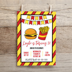 Invitation Fête d'anniversaire Cheeseburger et Frites