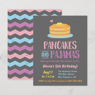 Invitation Fête d'anniversaire Chevron Crêpes et Pyjamas