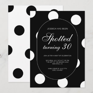 Invitation Fête d'anniversaire chic à pois tournante 30 ans