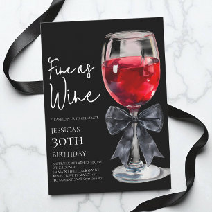 Invitation Fête d'anniversaire chic avec nœud noir 30 ans Fin