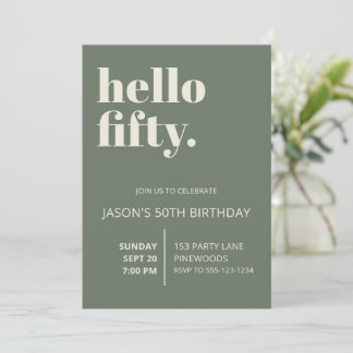 Invitation Fête d'anniversaire chic et audacieuse Hello Fifty