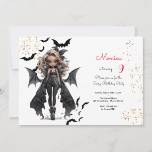 Invitation Fête d'anniversaire chic glamour gothique fille ef
