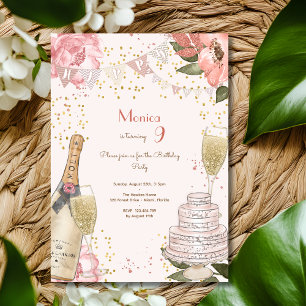 Invitation Fête d'anniversaire chic glamour pastel esquissée
