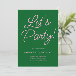 Invitation Fête d'anniversaire chic minimaliste moderne rose