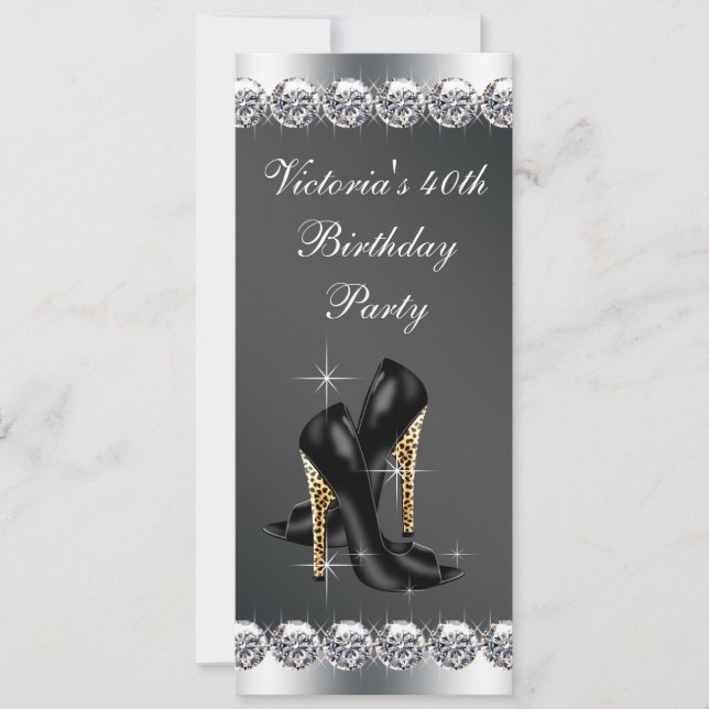 Invitation Fête d'anniversaire chic noir pour femme (Devant)
