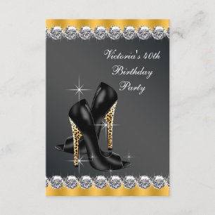 Invitation Fête d'anniversaire chic noir pour femme