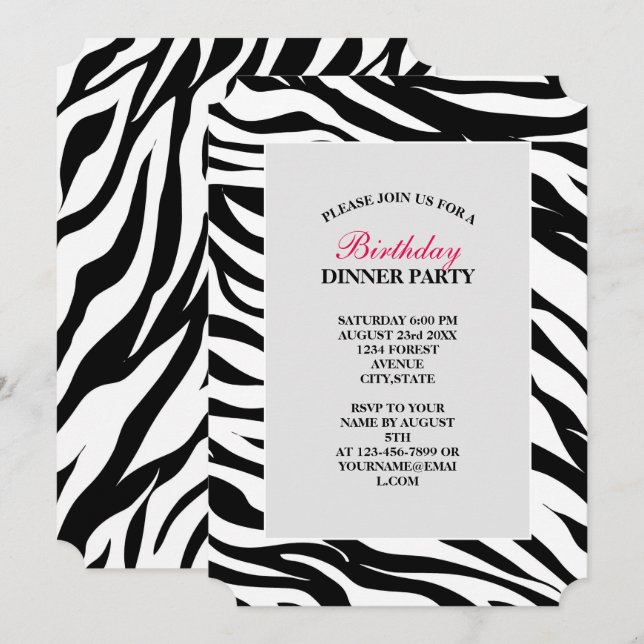 Invitation Fête d'anniversaire chic safari avec impression zè (Devant / Derrière)