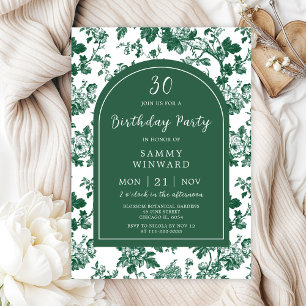 Invitation Fête d'anniversaire chinoiserie antique verte